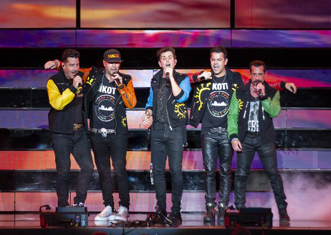 New Kids on the Block cranked out the hits to a packed house of neon clad fans at Ameris Bank Amphitheatre in Alpharetta on Friday, July 26, 2024. (RYAN FLEISHER FOR THE ATLANTA JOURNAL-CONSTITUTION)