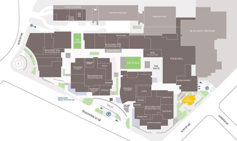 This map shows the design of the "reimagined" Colony Square.