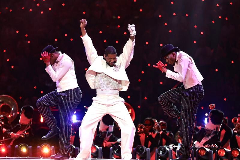 Usher during his halftime performance at Super Bowl LVIII in February.