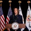 Democratic presidential nominee Vice President Kamala Harris speaks to members of the media, Tuesday Oct. 1, 2024, in Washington. (AP Photo/Jacquelyn Martin)