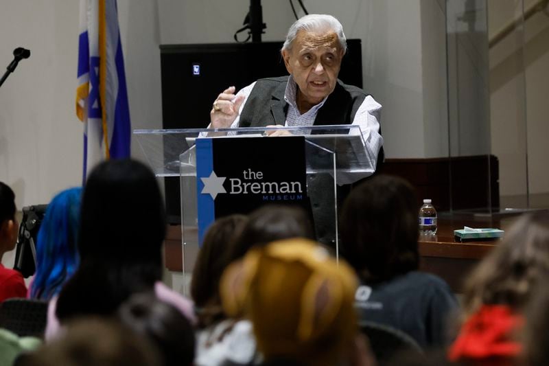 Holocaust survivor George Rishfeld recently met with schoolchildren from Decatur at the Breman Museum, sharing his story of resilience during World War II. Miguel Martinez /miguel.martinezjimenez@ajc.com