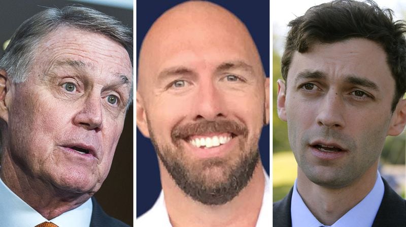 Republican U.S. Sen. David Perdue, from left, Libertarian Shane Hazel and Democrat Jon Ossoff are running in the more traditional of the two U.S. Senate races in Georgia this year.