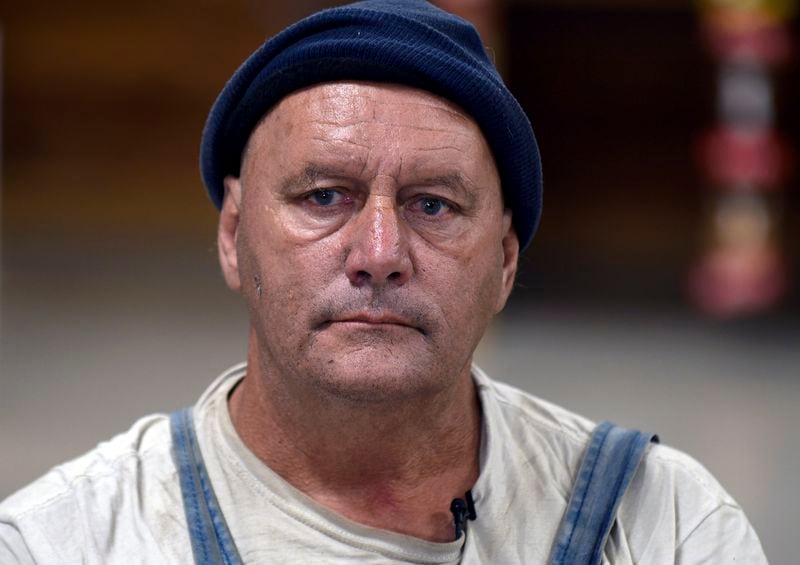 Pat Jordan, a registered Republican who describes himself as a progressive, is interviewed at the Niobrara County Fair in Lusk, Wyo., on July 31, 2024. (AP Photo/Thomas Peipert)