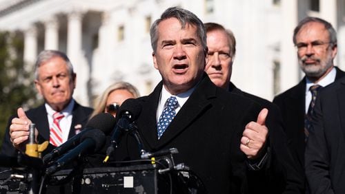 U.S. Representative Jody Hice (R-GA) speaks at a House Freedom Caucus press conference about the Equality Act on Feb. 25, 2021 in Washington, DC. (Photo by Michael Brochstein/Sipa USA/TNS)