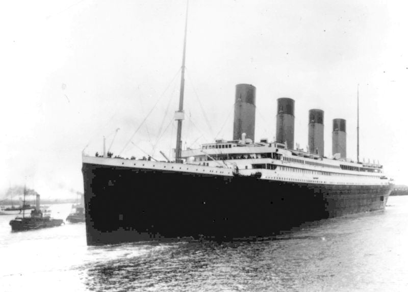 FILE - The Titanic leaves Southampton, England, April 10, 1912, on her maiden voyage. (AP Photo, File)