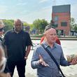 The Rev. Gary Mason talks to a group of U.S. faith leaders at one of Belfast’s “peace walls.” Peace walls still divide communities in Belfast but are now adorned with messages of hope.