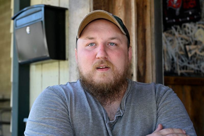 Cody Shepherd talks about all of the rumors that circulated following a shooting on Saturday along Interstate 75 near London, Ky., Sunday, Sept. 8, 2024. (AP Photo/Timothy D. Easley)