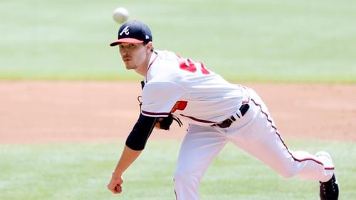 Braves starting pitcher Max Fried delivers in an April game. Miguel Martinez / miguel.martinezjimenez@ajc.com