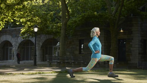 A lunge exercise in New York, June 1, 2024. Everyone’s bones weaken with age, but postmenopausal women are particularly at risk for osteoporosis. Regular exercise can make a big difference for bone strength. (Nicholas Sansone/The New York Times)