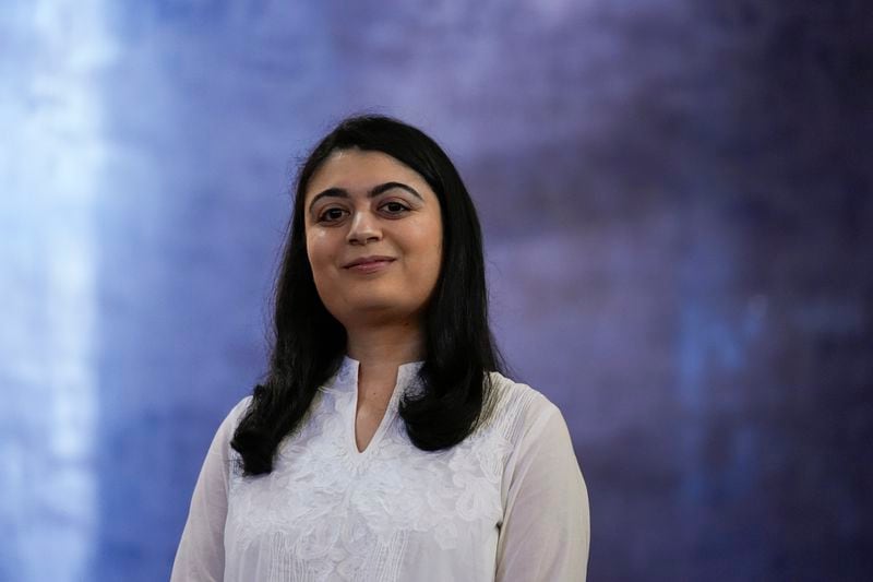 Maryam Chishti, a co-producer and writer of "What Do I Do With All This Heritage?" poses on Wednesday, May 22, 2024, in Los Angeles. The show offers more than 14 true stories of Asian American Jews. (AP Photo/Ashley Landis)