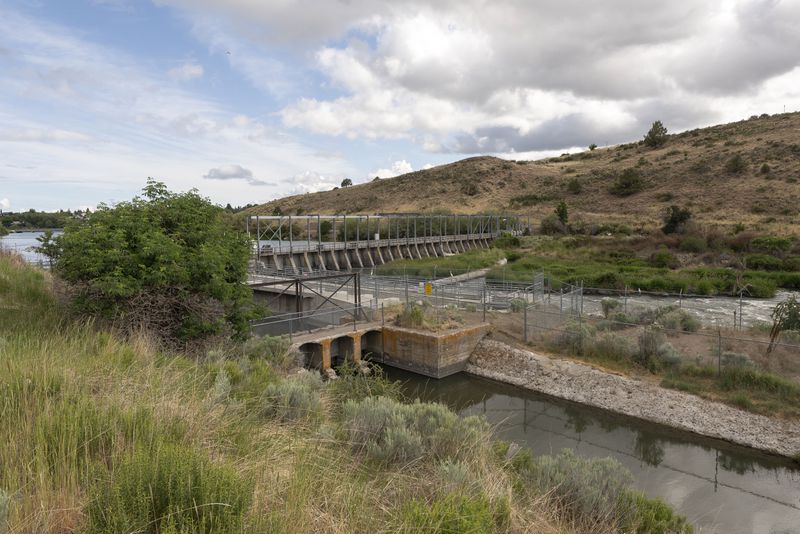 FILE - The Klamath River head gates are seen here on Wednesday, June 9, 2021, in Klamath Falls, Ore. (AP Photo/Nathan Howard, File)