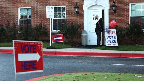 A voter enters the polling location at Johnson Ferry Baptist Church during Election Day in Marietta, Georgia, on Tuesday, Nov. 2, 2021. (Photo/Austin Steele for the Atlanta Journal Constitution)
