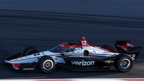 Will Power drives during an IndyCar auto race on Saturday, Aug. 17, 2024, at World Wide Technology Raceway in Madison, Ill. (Zachary Linhares/St. Louis Post-Dispatch via AP)