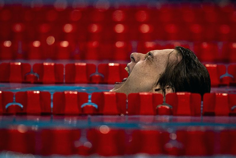 Paralympic athlete Ugo Didier, of France, celebrates after winning the Men's 400 Freestyle -S9, during the 2024 Paralympics, Thursday, Aug. 29, 2024, in Paris, France. (AP Photo/Emilio Morenatti)