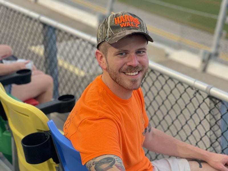 Chase Stell, who serves as political director for the Fulton County Democratic Party, flew straight from the Democratic National Convention in Chicago to Daytona Beach to attend NASCAR races.