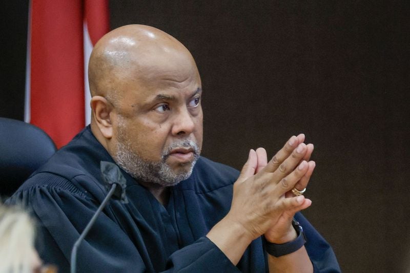 Judge Ural Glanville is shown in his courtroom during the hearing of the key witness Kenneth Copeland in the Atlanta rapper Young Thug trial at the Fulton County Courthouse on Monday, June 10, 2024, in Atlanta. 
(Miguel Martinez / AJC)