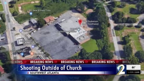A gunshot was fired in the parking lot of a southwest Atlanta church Wednesday night, grazing a church-goer.