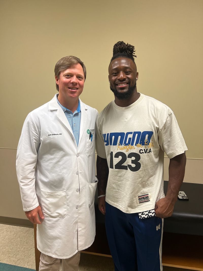 Dr. Cliff Willimon and current Arizona Cardinal Owen Pappoe had a surprise meeting this summer at Children's Healthcare of Atlanta. (Photo Courtesy of Children's Healthcare of Atlanta)