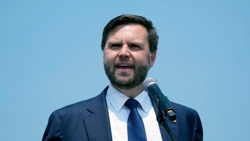 Republican vice presidential nominee Sen. JD Vance, R-Ohio speaks at a campaign event, Wednesday, Aug. 14, 2024, in Byron Center, Mich. (AP Photo/Carlos Osorio)