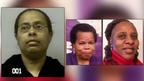 Kishia Mitchell (left) is wanted in connection with the disappearance of Linda Williams (center) and Linda Kimble.