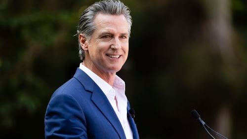 FILE - California Gov. Gavin Newsom speaks at the opening ceremony for Panda Ridge, the new exhibit at the San Diego Zoo, Aug. 8, 2024, in San Diego. (AP Photo/Derrick Tuskan, File)