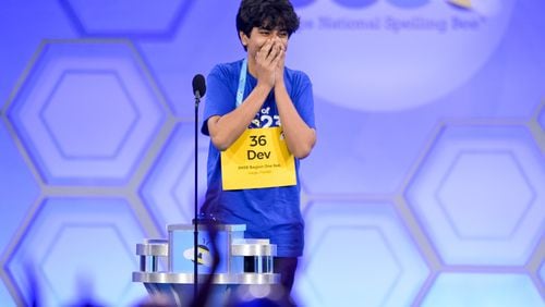Dev Shah of Largo, Florida won the 2023 Scripps National Spelling Bee. This year's competition will take place May 28-30 in National Harbor, Maryland. 
(Courtesy of Craig Hudson / Scripps National Spelling Bee)