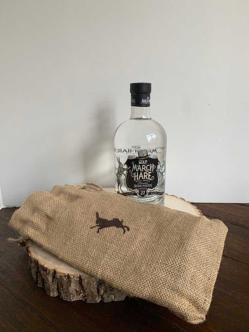 Mad March Hare Irish poitin is commercially available in the U.S., and is sold in a burlap sack, though there’s no longer any need for smuggling.