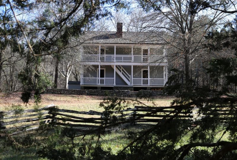 The Worcester House is the only original building to survive at New Echota Historic Site on Tuesday, Dec. 8, 2020, in Calhoun. Constructed in 1828 by Reverend Samuel A. Worcester, it served as the Presbyterian Mission Station and the Worcester family home.  Curtis Compton / Curtis.Compton@ajc.com