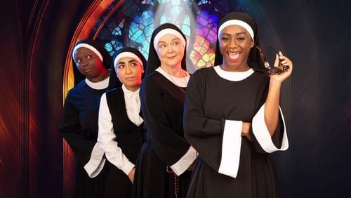 BriAnne Knights (from left), Isa Martinez, Shelly McCook and Jasmine Renee Ellis in "Sister Act" at Lawrenceville's Aurora Theatre.