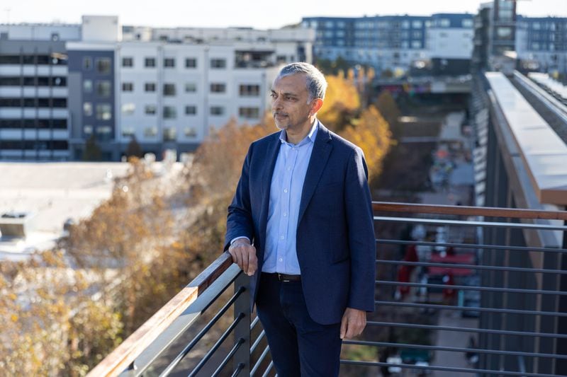 Portman CEO and Chairman Ambrish Baisiwala poses for a portrait at his company’s new development Krog Junction in Atlanta on Monday, December 4, 2023. (Arvin Temkar / arvin.temkar@ajc.com)