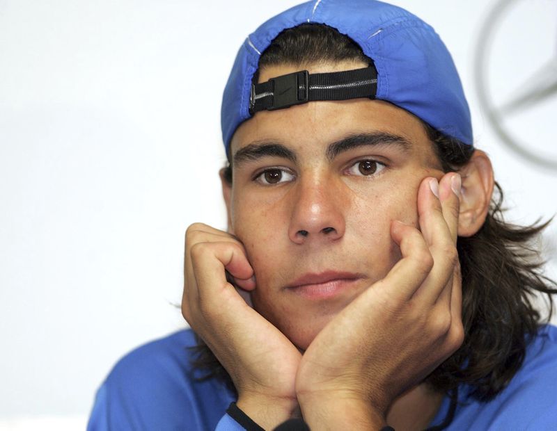 FILE - French Open winner, Spain's Rafael Nadal, listens at a press conference prior to his first tournament on grass at the ATP Gerry Weber Open on Tuesday, June 7, 2005 in Halle, western Germany. The 2024 French Open is expected to be the last one for Rafael Nadal. (AP Photo/Martin Meissner, File)