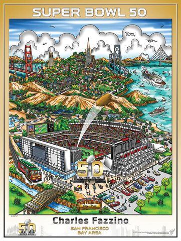 Super Bowl XLIV 18 x 24 Poster Print Designed by Charles Fazzino