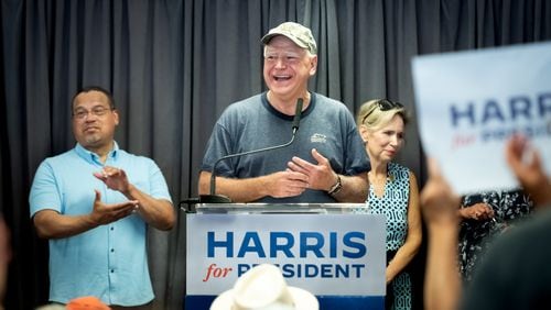 
                        FILE — Gov. Tim Walz of Minnesota at a Harris for President canvassing kickoff event in St. Paul on Saturday, July 27, 2024. Walz has enjoyed a groundswell of support online from users commenting on his Midwestern “dad vibes” and appealing ordinariness. (Caroline Yang/The New York Times)
                      