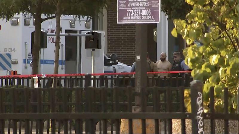 Joshua Zimmerman, who escaped from a Mississippi courthouse and is wanted on murder and armed robbery charges, is taken into custody following a standoff with police at a restaurant in Chicago on Wednesday, Aug. 21, 2024. (ABC 7 Chicago via AP)