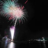 Fireworks illuminate the sky over the Savannah River during the annual Independence Day fireworks show. (Photo Courtesy of Richard Burkhart/Savannah Morning News)