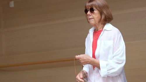 Gisele Pelicot arrives in the Avignon court house, in Avignon, southern France, Thursday, Sept. 5, 2024. A woman allegedly drugged by her ex-husband so that she could be raped by other men while she laid unconscious, is expected to testify before a panel of French judges. (AP Photo/Lewis Joly)