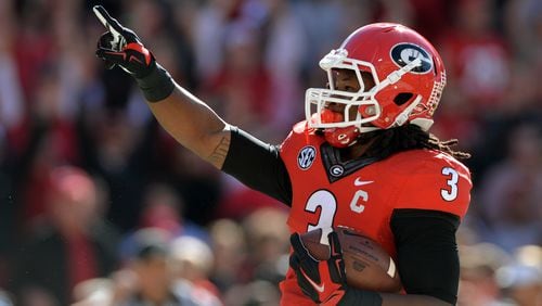 Todd Gurley scored 44 touchdowns in 30 games at Georgia. (BRANT SANDERLIN / AJC file)