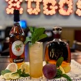 Bourbon, basil and peach flavors are mixed into a peachy keen cocktail at Hugo's Oyster Bar. (Courtesy of Hugo's Oyster Bar)