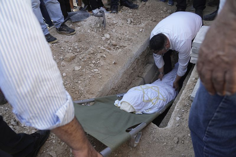 Liora Argamani, mother of a well-known Israeli hostage who was freed from captivity in Gaza in a rescue operation last month, is buried in Beersheba, Israel, Tuesday, July 2, 2024. Liora Argamani, 61, who had stage four brain cancer, had pleaded for the release of her daughter, Noa, saying she wanted to see her only child before she died. (AP Photo/Tsafrir Abayov)