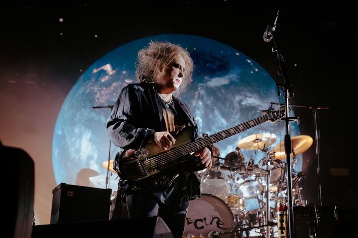 The Cure performs to an excited crowd at the State Farm Arena on June 27, 2023. (Sophie Harris for The Atlanta Journal-Constitution).