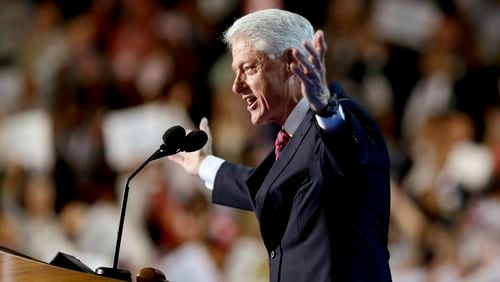 FILE - Former President Bill Clinton addresses the Democratic National Convention in Charlotte, N.C., on Sept. 5, 2012. (AP Photo/David Goldman, file)