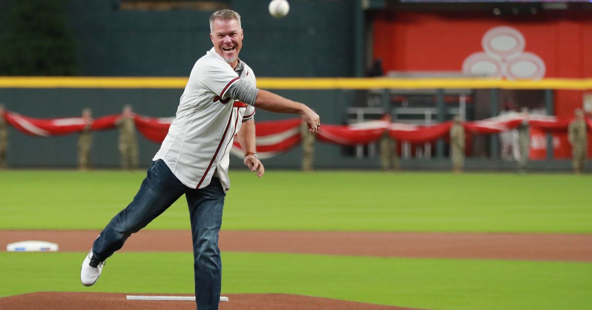 After throwing out the ceremonial first pitch, US Navy (USN