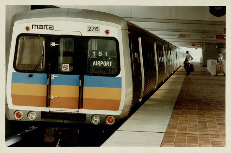 In this 1990 file photo, a MARTA train heads toward the airport. FILE PHOTO