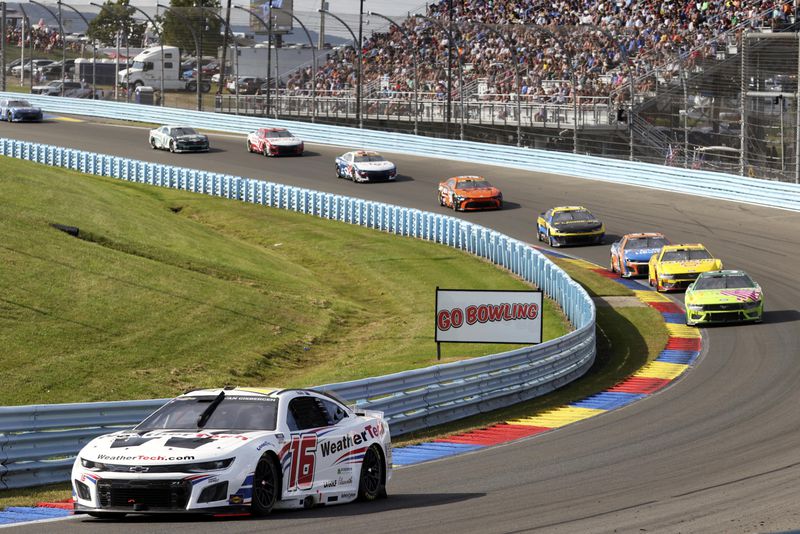 Shane Van Gisbergen (#16) competes during a NASCAR Cup Series auto race, Sunday, Sept. 15, 2024, in Watkins Glen, N.Y. (AP Photo/Lauren Petracca)