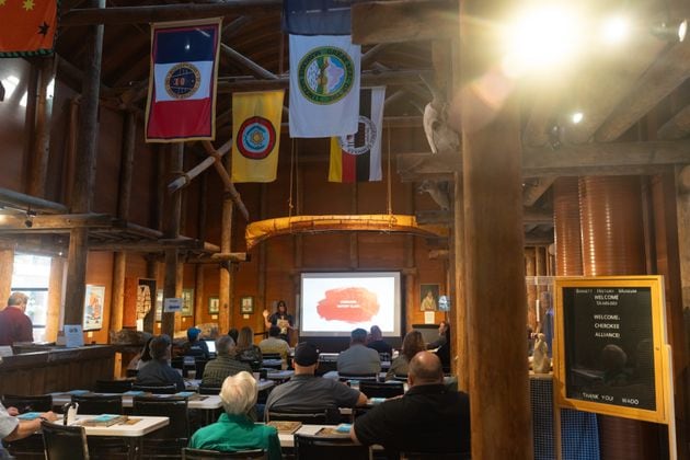 Reinhardt University's Funk Heritage Center is hosting a two-day gathering about Cherokee history that is being led by historians from the Cherokee Nation and Oklahoma Historical Society. It features lessons about Cherokee history, language and culture. (Ben Hendren for the Atlanta Journal-Constitution)