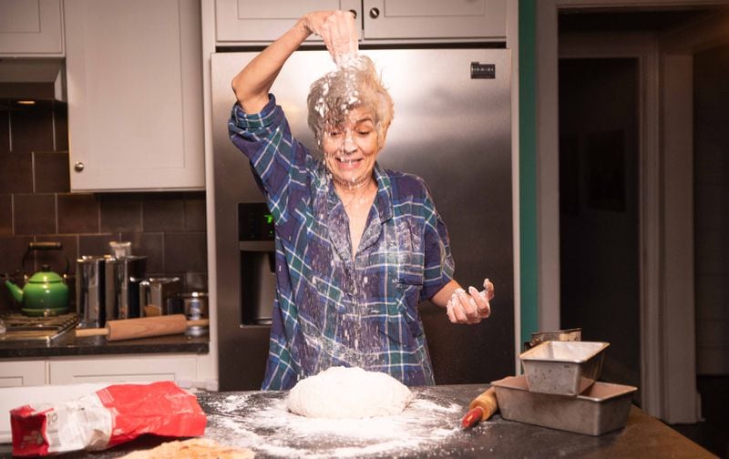 The kitchen of Aurora Theatre's “Knead” is not simple — it offers various objects and lighting. Courtesy of Kevin Harry