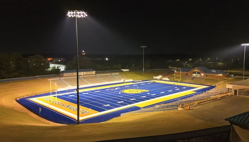 Albany State University has used a grant from the Blank Family Foundation to convert its natural grass football and soccer field at Albany State University Coliseum to blue turf, offering a modernized playing surface.