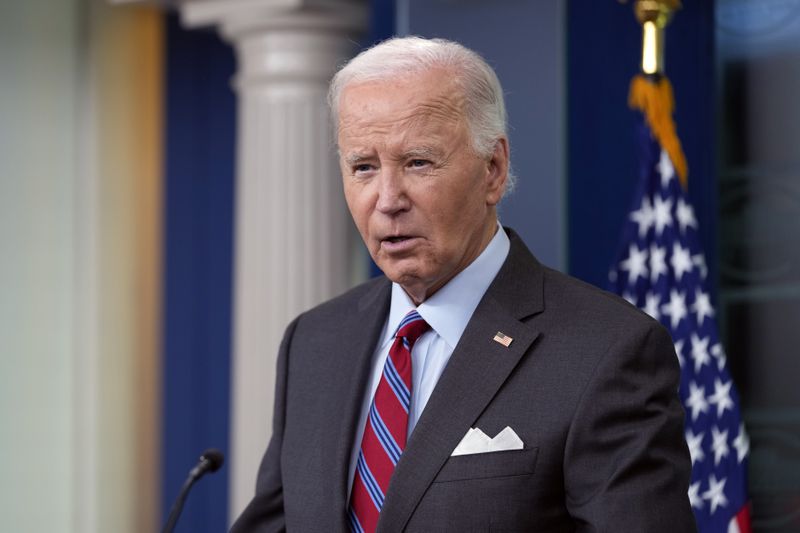 President Joe Biden speaks to the media in the White House press room, Friday, Oct. 4, 2024, in Washington. (AP Photo/Susan Walsh)