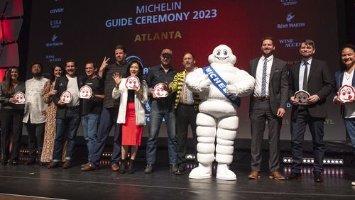 Award recipients are seen during the Atlanta Michelin Guide gala ceremony at the Rialto Center for the Arts. Daniel Varnado for The Atlanta Journal-Constitution