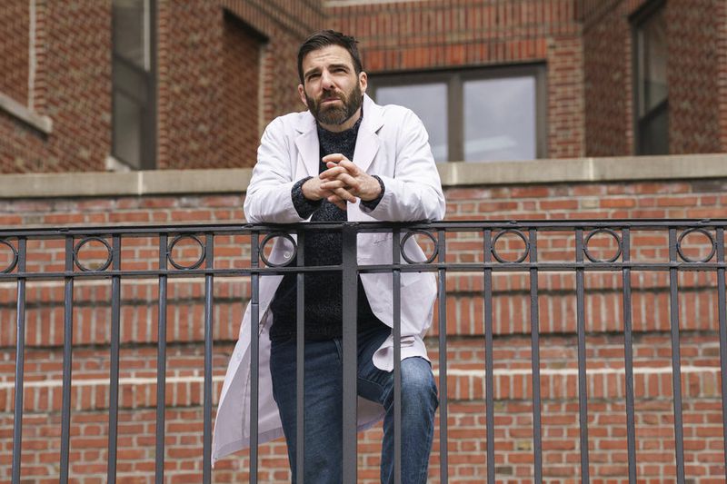 This image released by NBC shows Zachary Quinto as Dr. Oliver Wolf in a scene from "Brilliant Minds." (Peter Kramer/NBC via AP)